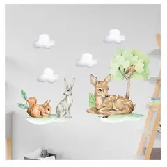 GENERICO - Vinilo Adhesivo Decorativo Infantil Pared Animalitos del Bosque