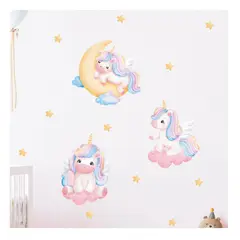 GENERICO - Vinilo Adhesivo Decorativo Infantil Pared Unicornios