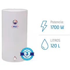 ANWO - Termo Eléctrico 120L 1700W Mural 3 Duchas Bajo Consumo Sistema Anti Sarro