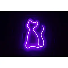 GEN - LETRERO ESTILO NEON GATO (MORADO/USB/30X47CM)