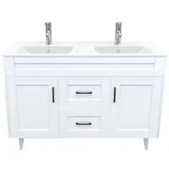 DOMSA - Kit Mueble Vanitorio Doble Deluxe 120SK Blanco PD 120x47x80cm…