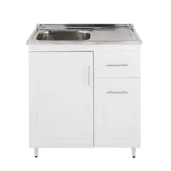 DOMSA - Kit Mueble Lavaplatos Derecho PVC-PD-80 Blanco 80x50x90cm