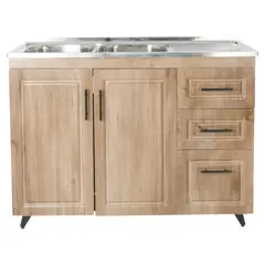DOMSA - Kit Mueble Lavaplatos Derecho PVC120WD Nogal 120x50x90cm