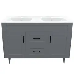 DOMSA - Kit Mueble Vanitorio Doble Deluxe 120SK Gris PD 120x47x80cm…