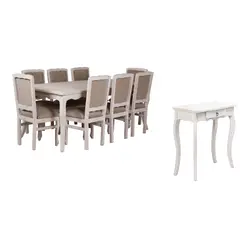 MUEBLES NATIVA - Combo Comedor 100x200 Respaldo Tapizado beige Mesa de arrimo