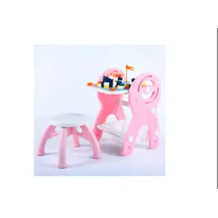 GENERICO - Mesa Juego De Bloques Rosado 75 Legos Didáctico Niña