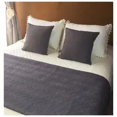 COMPRAPO - Set Piecera Plush 210x70 + 2 Fundas 45x45 King o 2Pzas. Gris