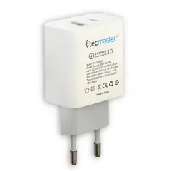 TECMASTER - Cargador USB-C Power Delivery 20W + USB Quick Charge 3.0 20W