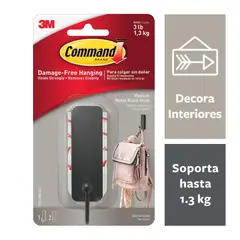 GEN - GANCHO ADHESIVO NEGRO MATE X1 COMMAND