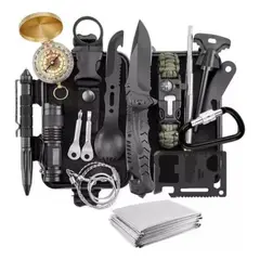 IMPORTCLICK - Kit Supervivencia Emergencia Multiherramienta 18 Piezas - Negro