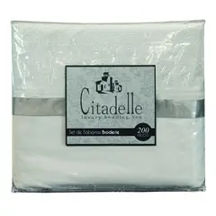 CITADELLE - Set Sábanas Broderie 200 Hilos Blanco, 2 Plazas