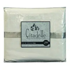 CITADELLE - Set Sábanas Lisa 200 Hilos Blanco, King