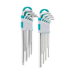 TOTAL TOOLS - Kit Juego de Llaves Allen Hexagonal Estrella 18 Piezas TOTAL