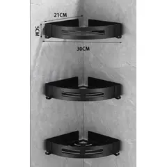 GENERICO - Repisa Mural Esquinero Para Baño Ducha Aluminio Negro De 3 Niveles