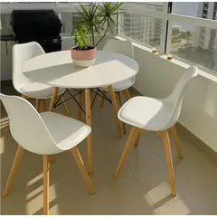 CORI CORI - Comedor Mesa Eames Blanca 100cm + 4 Sillas Tulip Blanca