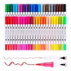 GENERICO - X48 Plumones Doble Punta Marcadores Punta Pincel