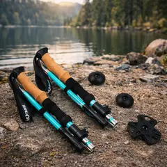 WILD TRAVEL - Pack Bastones Plegables de trekking Celeste
