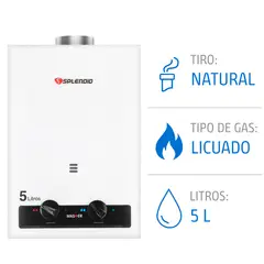 SPLENDID - Calefont 5 litros Gas licuado Tiro natural
