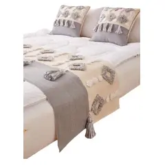 TODOHOGAR SANTIAGO DE CHILE - Set de Piecera Boho - beige y gris con 2 Fundas de cojines