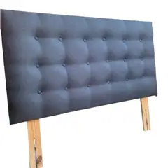 GENERICO - Respaldo Botoné Lino Gris Oscuro 1 Plaza