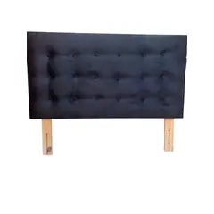 GENERICO - Respaldo Botoné Felpa negra 1.5 Plazas