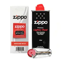 ZIPPO - Pack Bencina 125ml + 6 Piedras + 1 Mecha