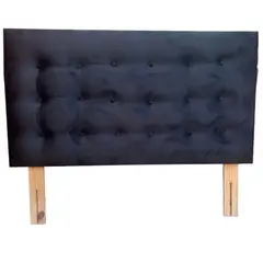 GENERICO - Respaldo Botoné Felpa negra 2 Plazas