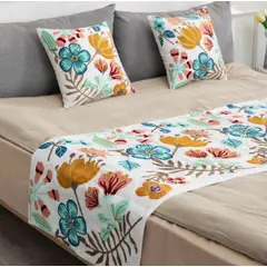 ANGELES DEL HOGAR - Pieceras Bordada + 2 Fundas De Cojin 2 plazas/King