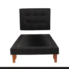 MUEBLES NEW - CAMA PLAZA Y MEDIA NEGRO LINO
