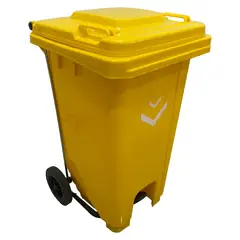 LORENZINI - Contenedor Basurero 100 Litros Amarillo con ruedas y pedal