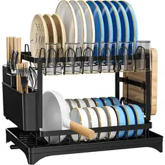 AIZO - Escurridor de Platos con Drenaje Automático de 2 Niveles