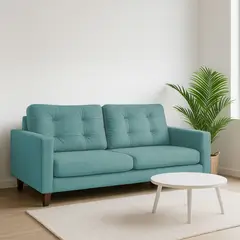LATAM HOME - Sofá Napoles 2 Cuerpos Tela Velvet Turquesa