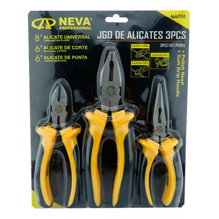 Kit Set Juego De Alicates 3 Piezas Neva Na098 a $8.300