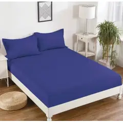GENERICO - Cubre Colchon Protector Impermeable 2 Plazas + Fundas Azul
