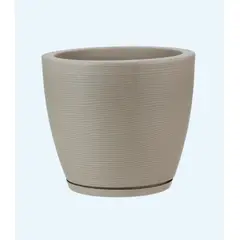 FLORIDIS - MACETERO BEIGE AMSTERDAM 28CM ALTO CON PLATO