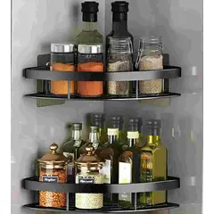 AIZO - Negro Esquinero Organizador Ducha Baño Estante Set 2 Pcs