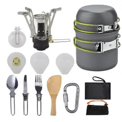 AIZO - 13pcs Set Ollas Camping 13 Piezas Y Cubiertos