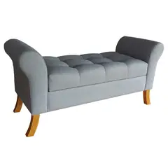 GENERICO - Banqueta Baúl Tucson Color Lino Gris Plata