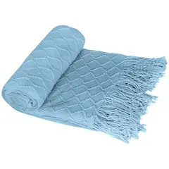 GENERICO - Manta Decorativa Tejida Para Hogar 180x127cm Color Celeste