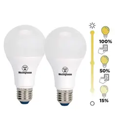 WESTINGHOUSE - Packx2 Ampolleta Led Bola 8w E27 Intensidad Luz Regulable