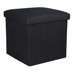 CRUSEC - Puff Silla Baul Organizador Multifuncional 38cm x 38cm - Negro.