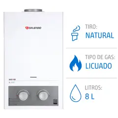 SPLENDID - Calefont 8 litros Gas licuado Tiro natural