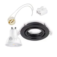 GENERICO - Focos LED Embutido Dirigible Porta GU10 negro calido - LEMULUX