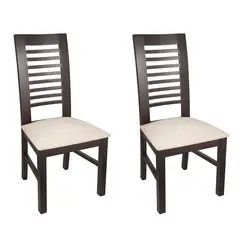 ARTHOME - PACK 2 SILLAS LUCIANA MADERA COLOR CHOCOLATE TAPIZ BEIGE JASPEADO