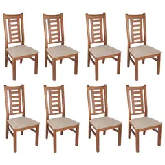 ARTHOME - PACK 8 SILLAS PASCAL MADERA COLOR MIEL TAPIZ CAFE JASPEADO