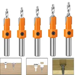 GENERICO - 5 Brocas Piloto Avellanador Alto Carbono Para Madera