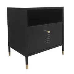 MOBITAT - Velador con Cajon Metálico Negro
