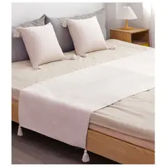 COMPRAPO - Set Piecera Tipo Lino 210x70 y 2 Fundas Crudo 45x45 King o 2Pzas.