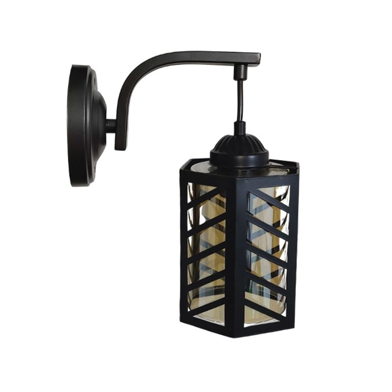 Apliqué Colgante Farol Porta E-27 Negro Incluye Ampolleta Fría