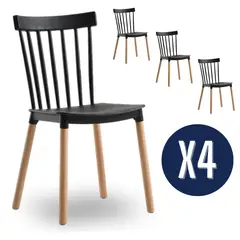 GENERICO - Set 4 Sillas de Comedor Windsor Negras